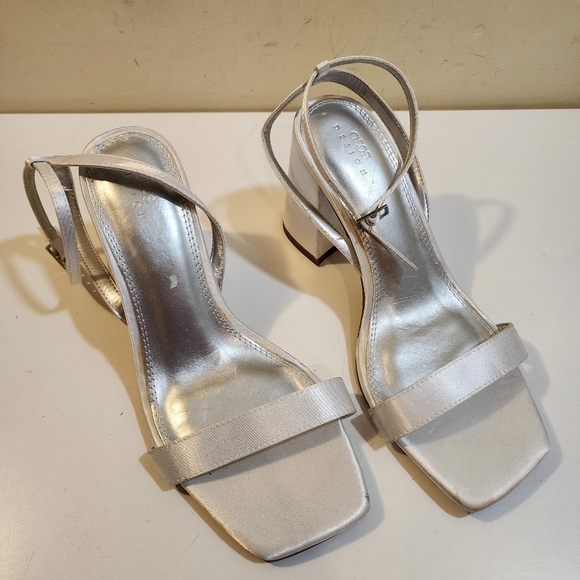 Asos White Satin Block heels Ankle Wrap sandals size 8 - Picture 12 of 14